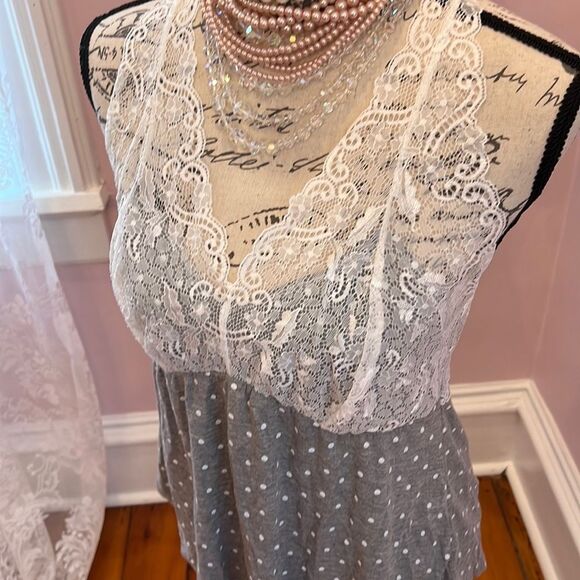 NWT 2pc Adore Me 0X (XL) Polka Dot Lace Trim Sleep Cami Shorts Set - Picture 5 of 11